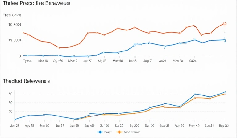 Adatvizualizáció, amely a weboldal teljesítményét mutatja diagramok és grafikonok segítségével, a sütik elemzésének eredményeként.